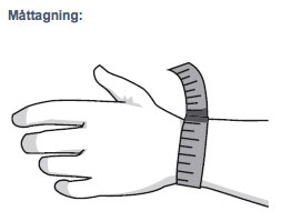 Här mäter du handledens omkrets för ditt ManuTrain handledsskydd